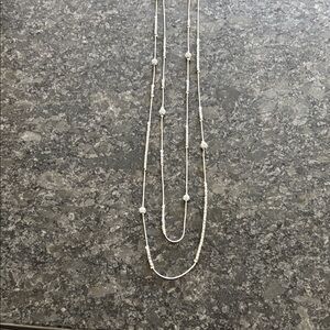 Sterling Silver Layered Station Necklace - Silver